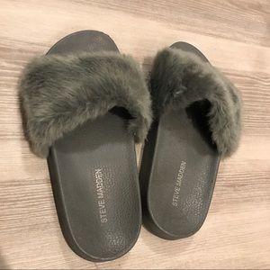 Steve Madden fur sandal slipper